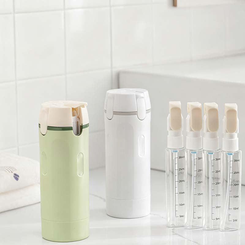 4-in-1 Refillable Travel Dispenser Bottles Compact Storage Leak-Proof PET Plastic 30ml Each White Green Travel-Friendly Quick Use#TravelBottles #LeakProofContainers #TravelSizeToiletries #RefillableBottles