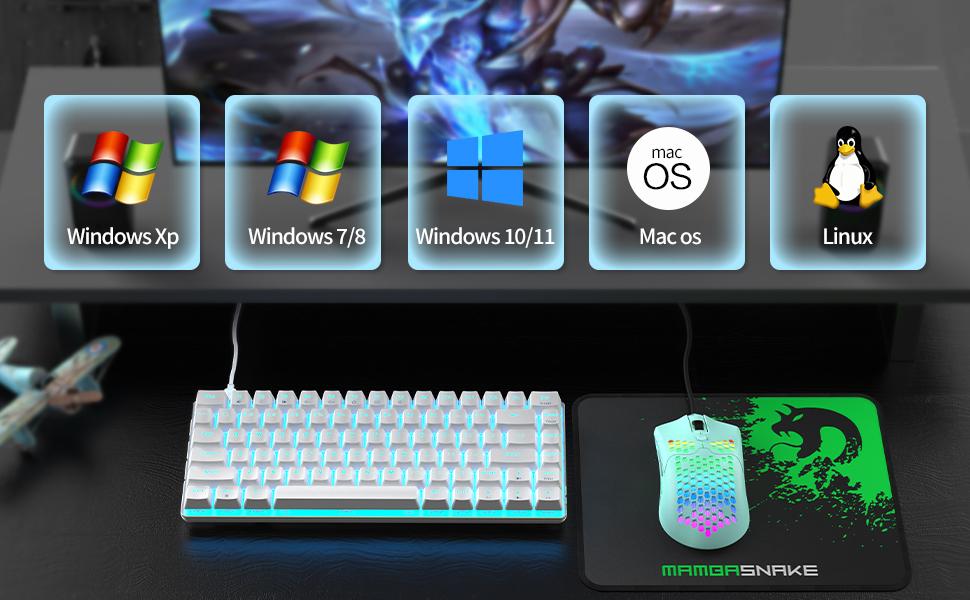 Wired Gaming Keyboard and Mouse with Mousepad,82 Keys LED Backlit Mechanical Keyboard,RGB Gaming Mouse with 12000 DPI,Green Mousepad for PC Mac