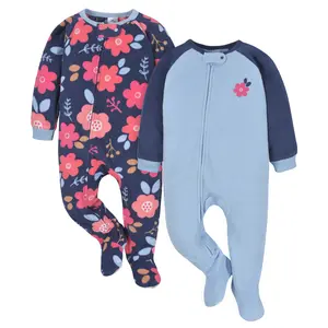 Baby and Toddler Girls' Cozy Fleece Footed Pajamas, 2-Pack