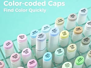 Ohuhu Alcohol Markers: Chisel and Fine Dual Tips - 48 Pastel Colors - AP Certificated - Double Tipped Art Marker Set for Artists Adults Coloring Illustration - Refillable - Oahu Series of Ohuhuart