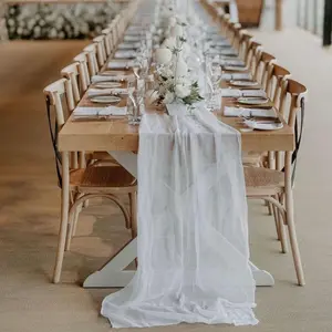 6/10Pack and gauze table runners, suitable for wedding receptions, wedding parties, party decorations, baby showers, banquets, and dining tables