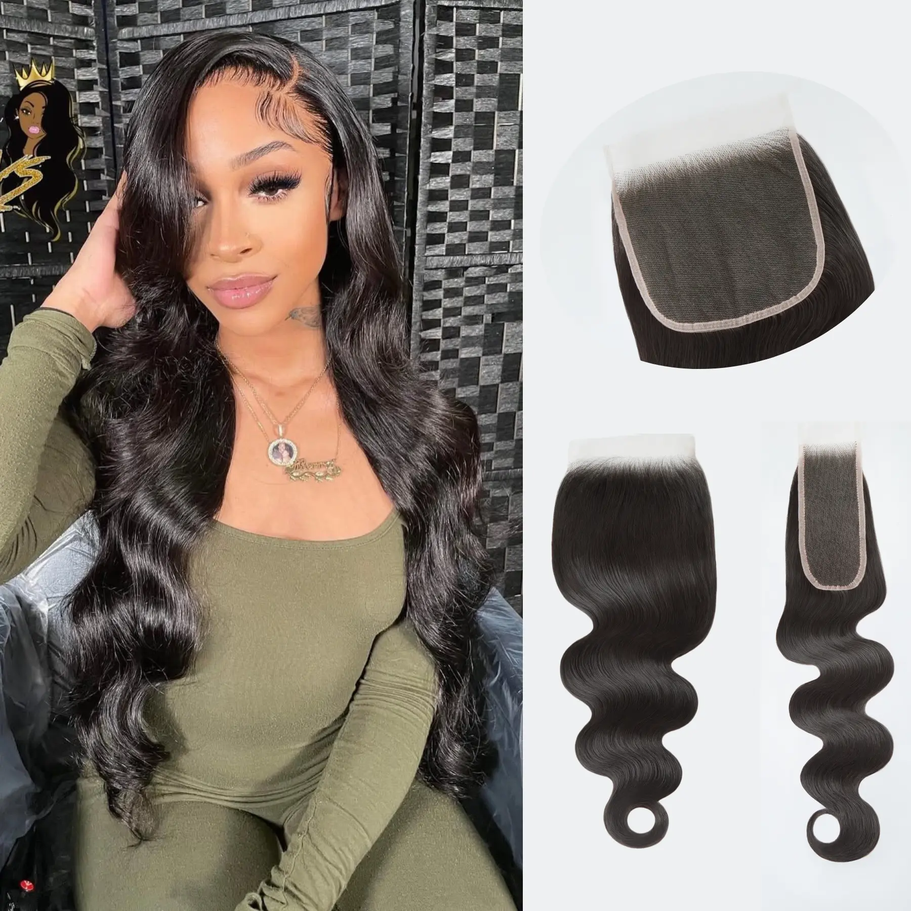 LUCKSTAR 2x6 5x5 Transparent Lace Closure Invisible Real Lace Pre-Bleached Knots Body Wave Vietnamese Human Hair Closure Natural Black Color backtoschool