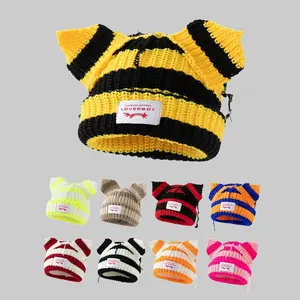 1pc Women's Fashionable Car Embroidered Ear Flap Knitted Hat, Suitable For Daily Wear And Travel In Autumn And Winter,School