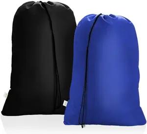 Otraki 2Pack Laundry Bag 28X45 Inch Drawstring Laundry Basket Hamper Line Bag XXL Large Dirty Clothes Storage Travel Bag Machine Washable for Camp, Don'T Drying, Melting 140-176℉ Blue&Black OTraki