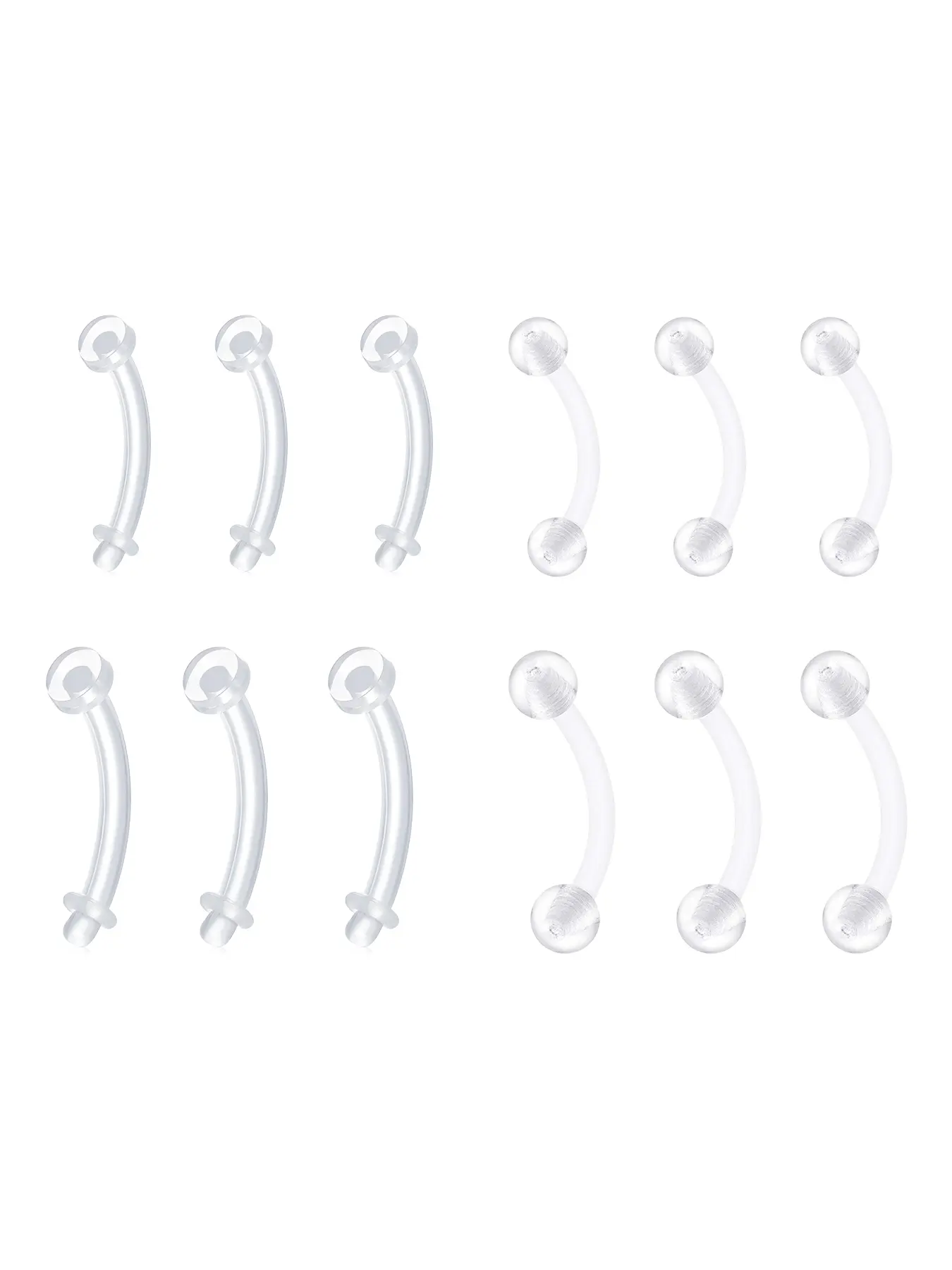 16Gauge 14Gauge Clear Bioflex Plastic Daith Rook Earrings Eyebrow Rings Curved Barbells Flexible Invisible Belly Button Piercing Retainers Navel Piercing Jewelry Body Piercing Jewelry for Sports Work Surgery 8/10/12/14MM