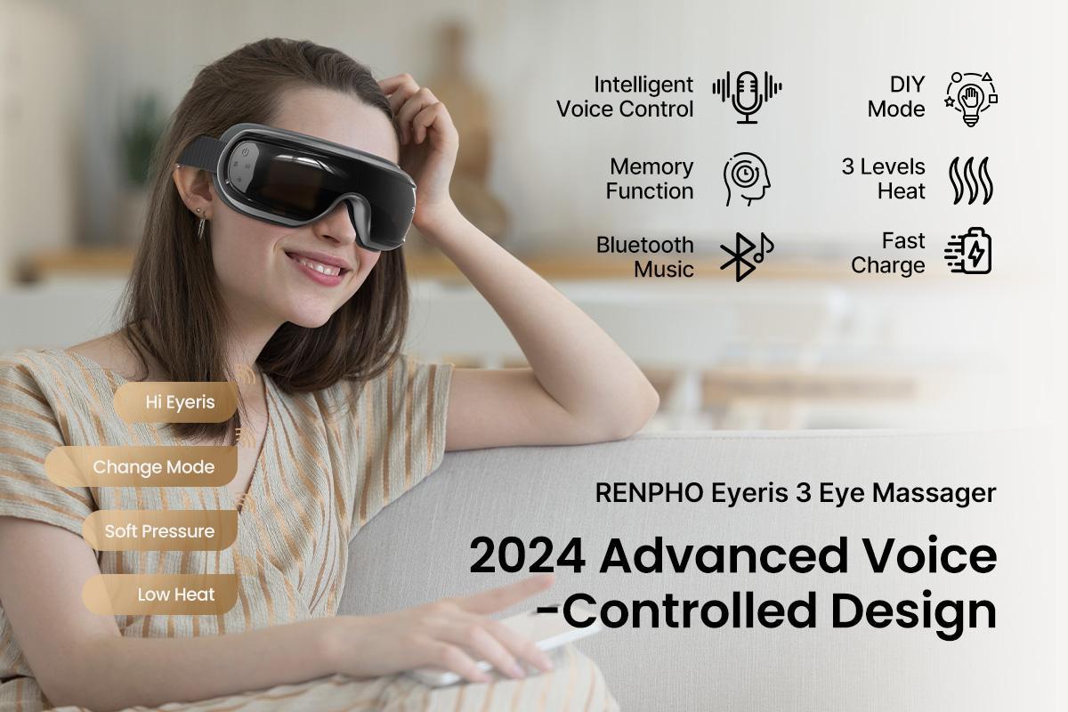 RENPHO Gift Bundle Eyeris 3 Eye Massager with Heat and Cooling & Back Heating Pad, Spring Glow Up Relaxation for Eye and Back, Birthday Gifts for Women Men Family Gift Choice for Man Women