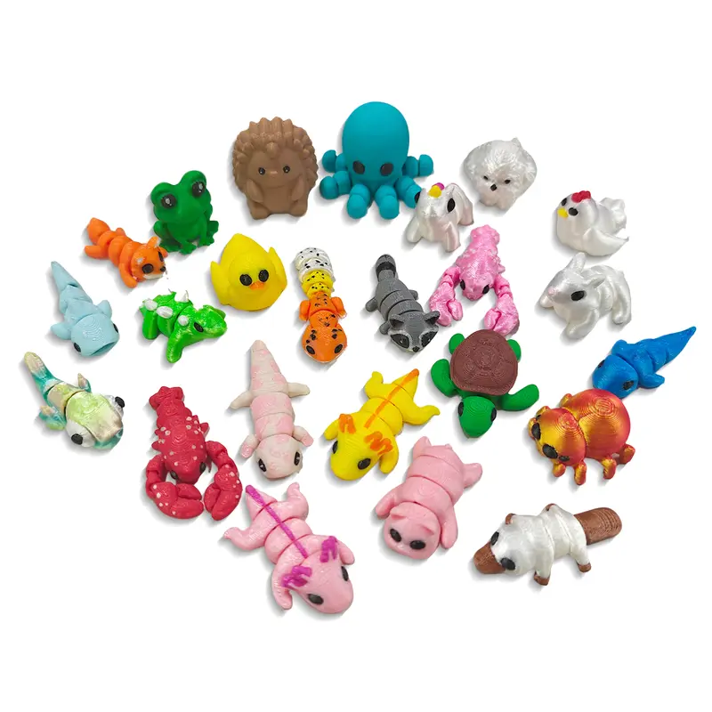 24pcs Mini Animals Articulated Toy Set, Flexible Fidget 3D Printed Animal Figurines, Durable ABS Material, for Ages 3-6