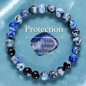 (Live)Blue Fire Agate Bracelet for Clarity & Focus - Handmade Healing Natural Stone for Protection & Memory, Gift for Her/Him, Student Gift, Perfect for Daily Wear, Meditation