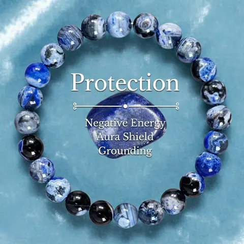 (Live)Blue Fire Agate Bracelet for Clarity & Focus - Handmade Healing Natural Stone for Protection & Memory, Gift for Her/Him, Student Gift, Perfect for Daily Wear, Meditation