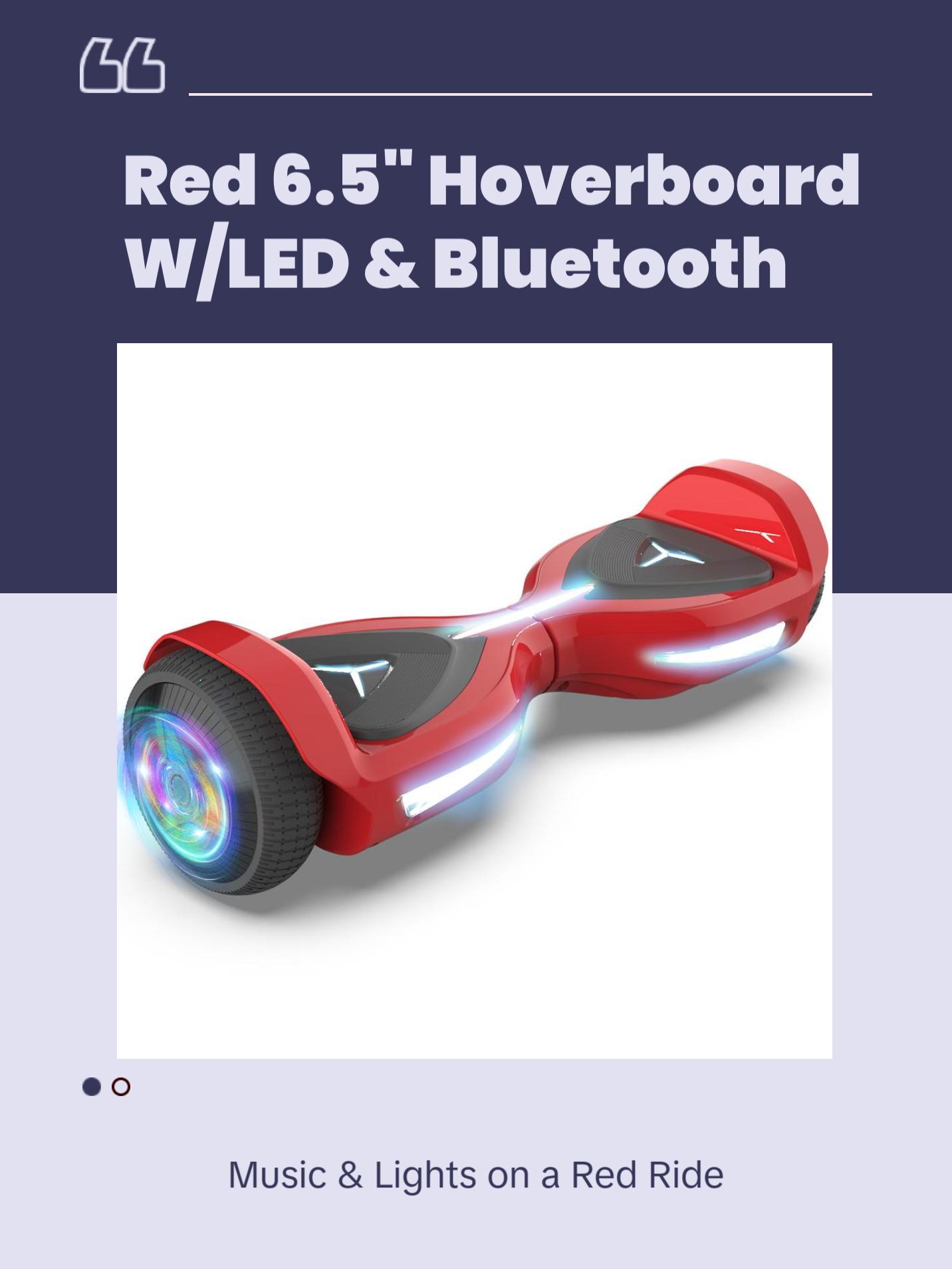 Hoverstar Flash Wheel Hoverboard 6.5 In Bluetooth Speaker with LED Lights Self Balancing Electric Scooter Red