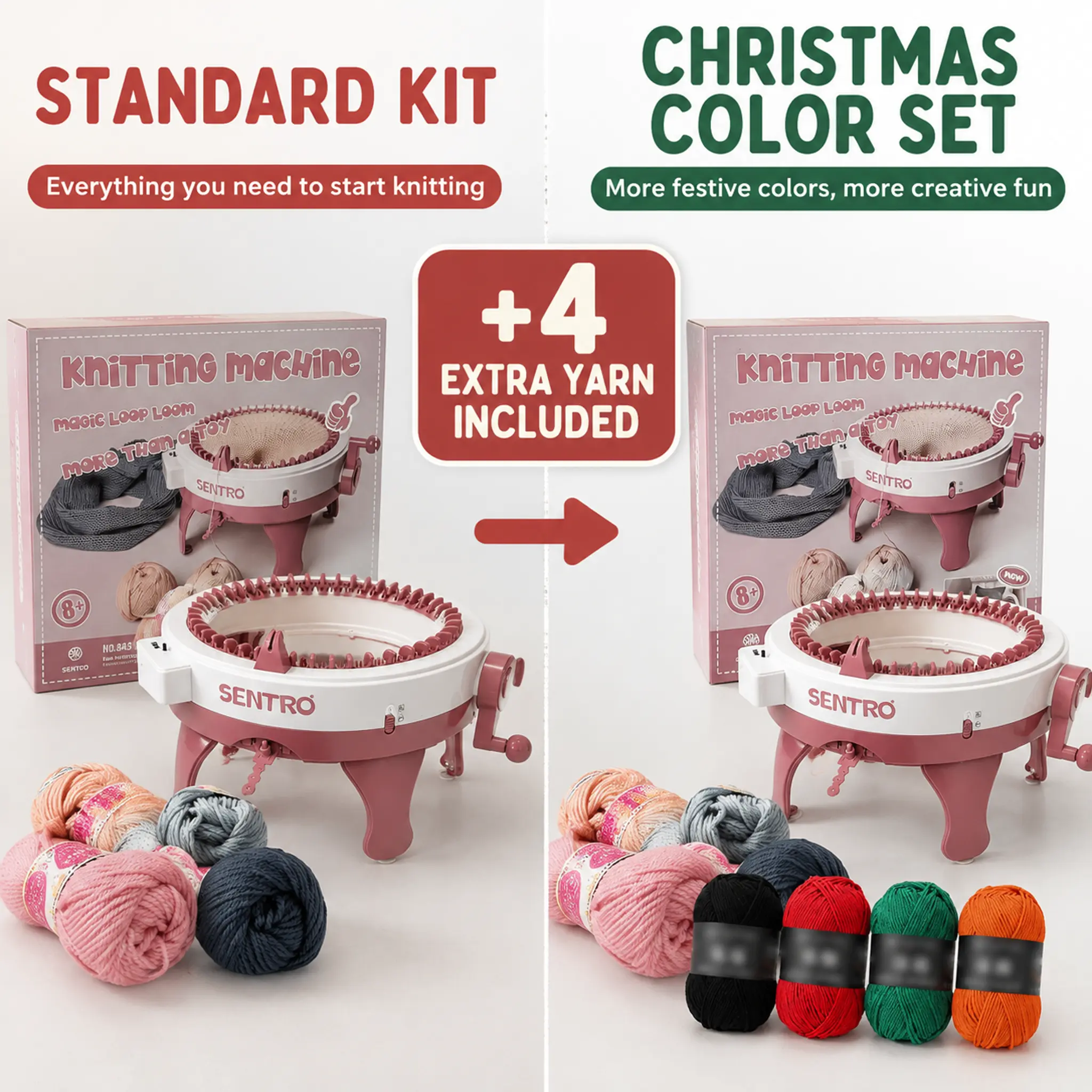 48 Needle circular hand-cranked knitting machine, suitable for beginners and adults, DIY crafts including hats, scarves, socks, gloves, and other handmade items.