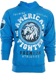 American fighter Men's Hoodie ALABAMA Premium Heavyweight MMA Blue