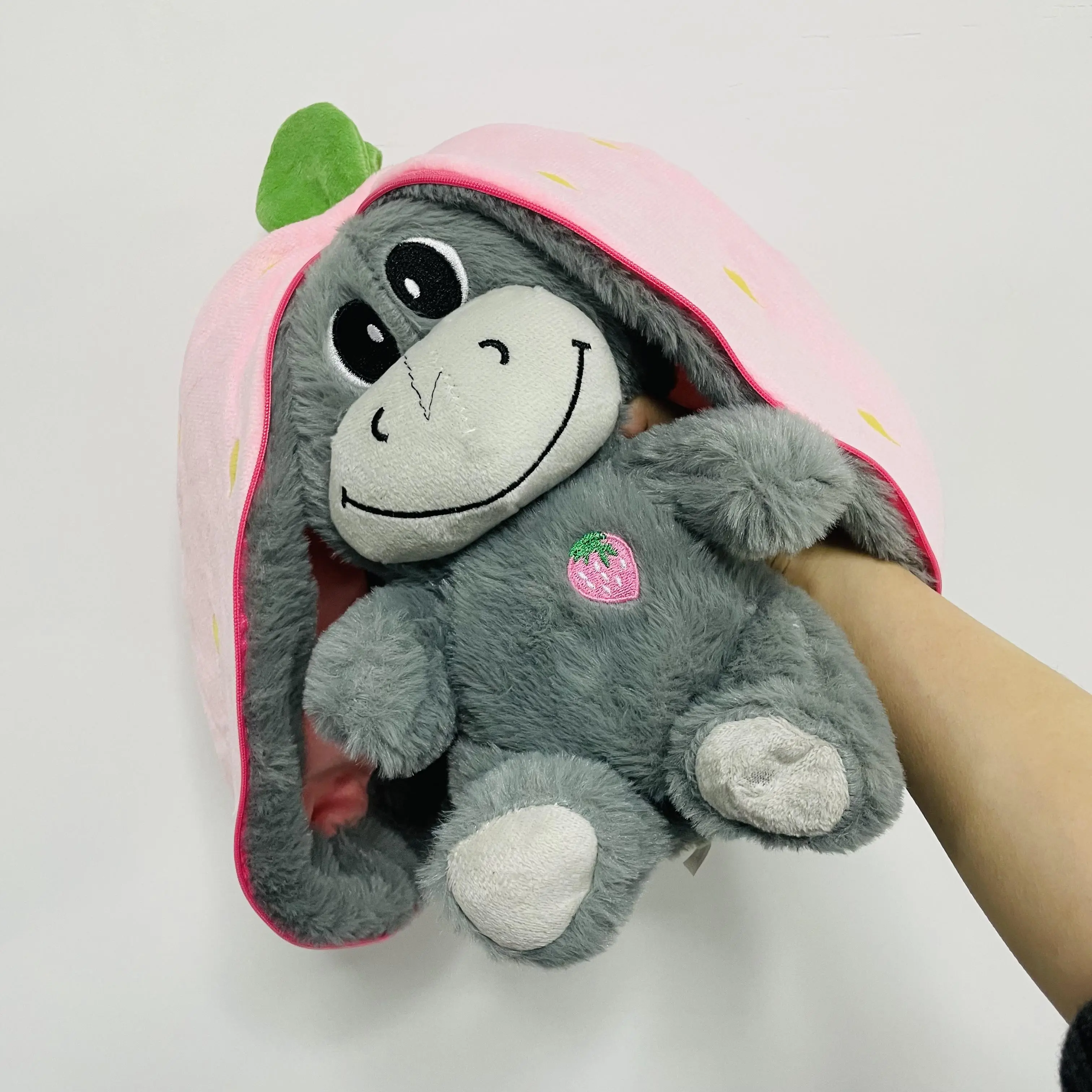 30cm Strawberry Donkey Doll, Unisex Soft Plush Transforming Breathing Stuffed Toy, Soft Stuffed Animals for Kids' Birthday Gifts, Super Soft Fluffy