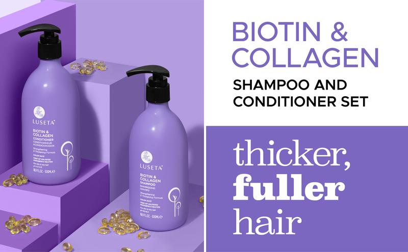 Luseta Biotin & Collagen Shampoo & Conditioner for Pro Growth - Thickening Shampoo for Thinning Hair and Hair Loss - Infused with Argan Oil to Repair DamagedDry Hair - Sulfate Free Paraben Free-2 x 16.9 fl oz