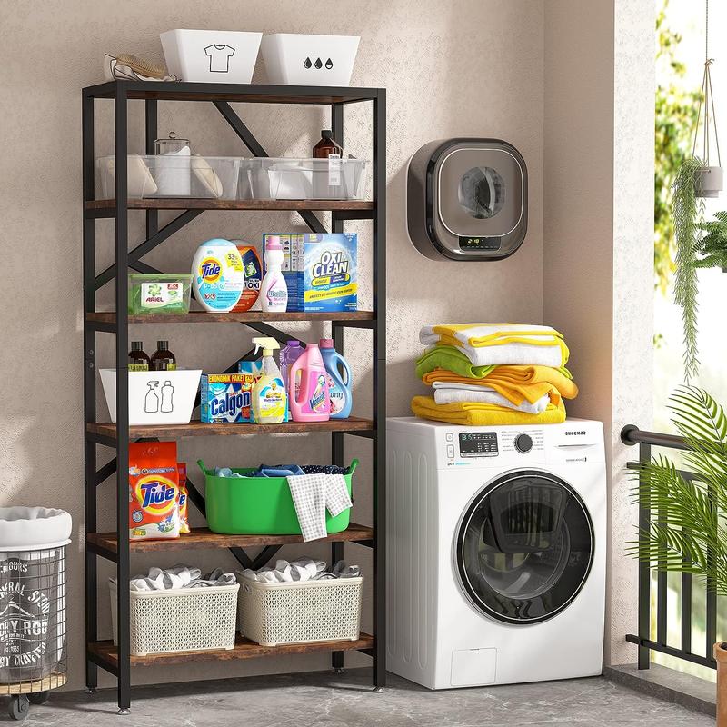 Tribesigns 71 Inch Industrial Bookshelf, 6 Shelf Etagere Bookcase, Free Standing Open Book Shelves Storage Display Shelf - Wood Shelving Units Organizer Rack for Bedroom, Home Office, Living Room, Study Room Tribesigns 71 Inch Industrial Bookshelf, 6 Shelf Etagere Bookcase, Free Standing Open Book Shelves Storage Display Shelf - Wood Shelving Units Organizer Rack for Bedroom, Home Office, Living Room, Study Room