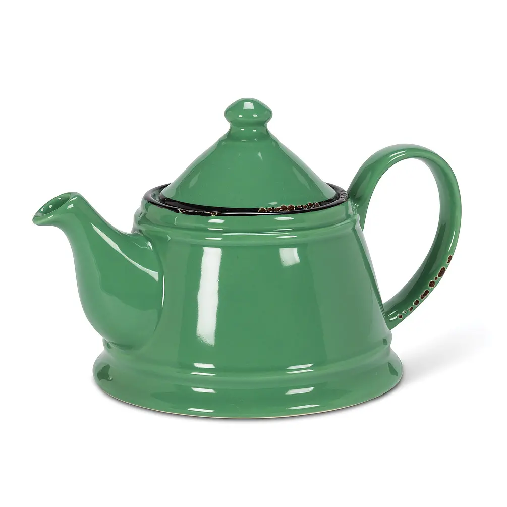 Classic Traditional Enamel-Look Forest Green Teapot, Kitchen Tea & Coffeeware Essential, Traditional Teapot, Everyday Use