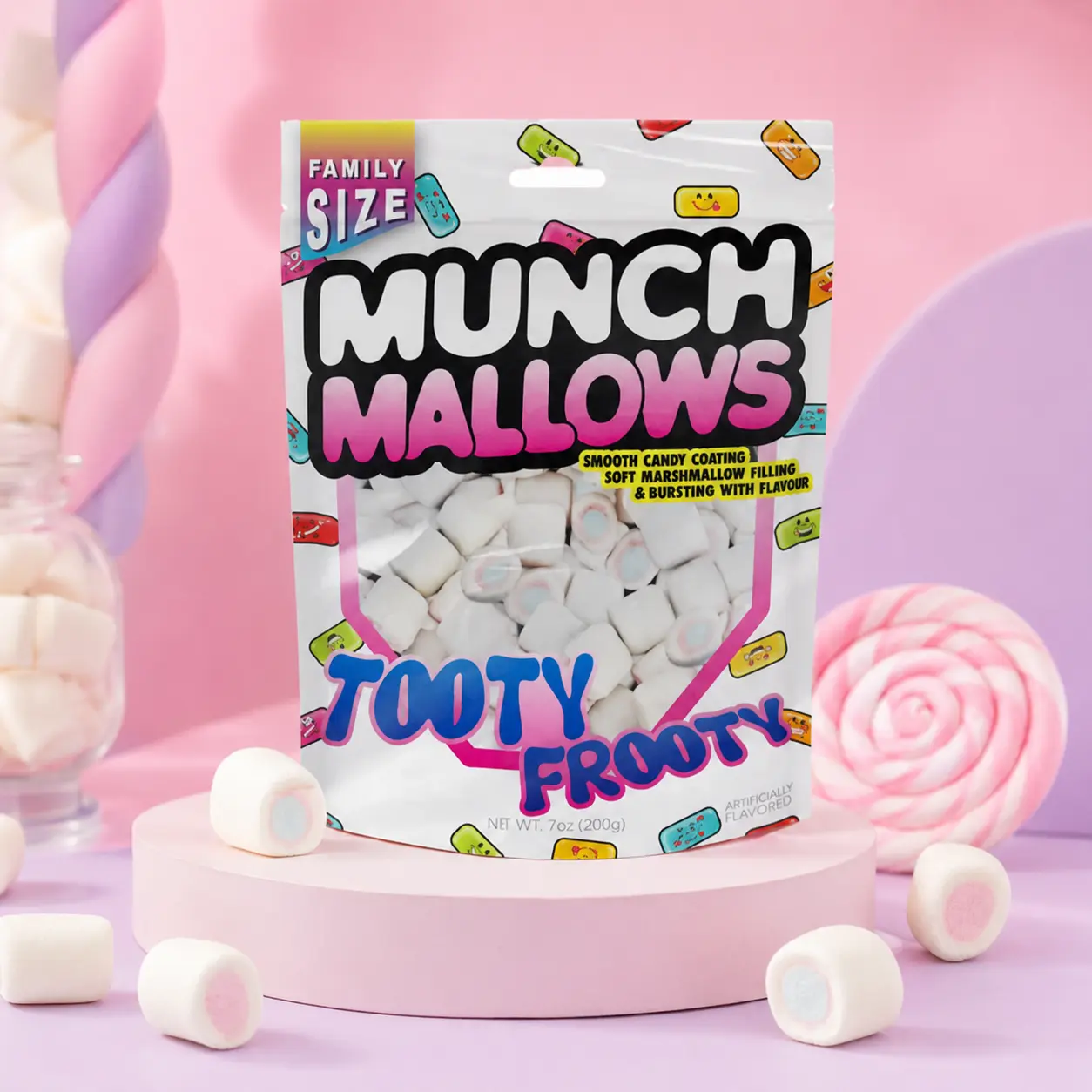 Viral Munch Mallows Bite-Sized Soft Center Marshmallows, Chewy Soft Bites with Smooth Candy Coating, Trending Candy, Popular Snacks, Tooty Frooty Novelty Party Favors Food
