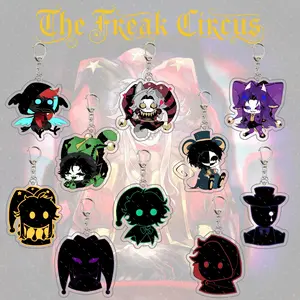 Acrylic keychain from the Otome game The Freak Circus, Pierrot Harlequin character, collectible item, gift for fans.