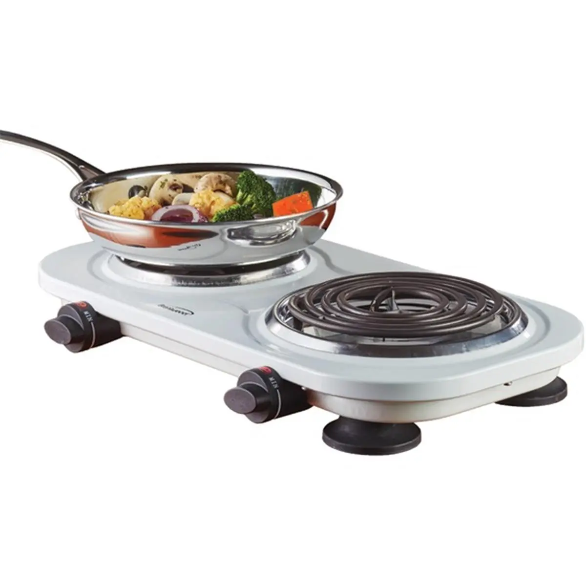 212 MAIN Electric Double Burner Induction Hob - 1500w Total Power, Stainless Steel, Adjustable Heat, Black Induction Stovetop Countertop Stove with Thermostat (Household Kitchen Appliance)