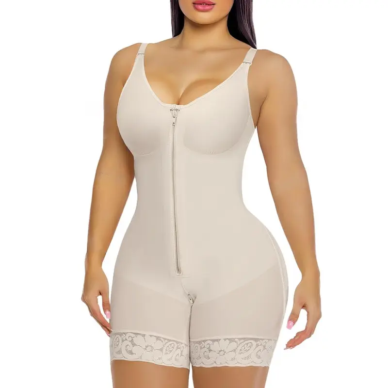 YIANNA Fajas Colombianas shapewear for Women Tummy Control Butt Lifter Shaper with Zipper Crotch detachable shoulder strap