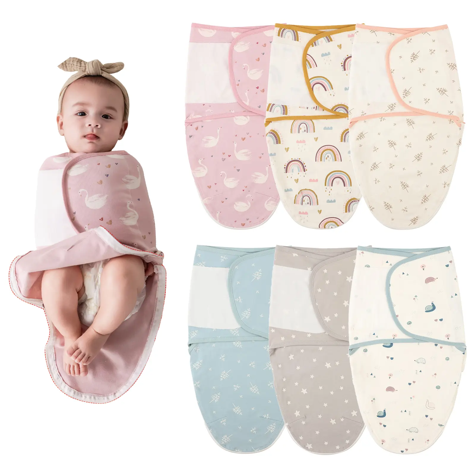 Baby Swaddle Sleeping Bags with Zippers - Newborn Swaddle Sleeping Bags Suitable for Babies 0-4 Months. Features zippers on the legs for easy diaper changes; an essential item for newborns.