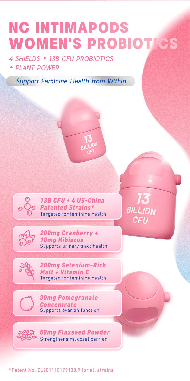 NC Nutrition Care IntimaPods Women's Probiotics 273B CFU | Health,linkB pH Balance & Dryness Relief | Urinary Tract & Ovarian Support | Safe During Pregnancy & Breastfeeding | Dietary Supplement