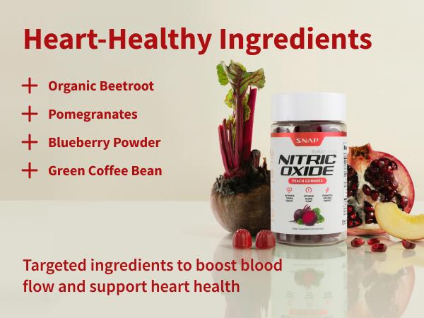 Snap Supplements - Sugar Free Nitric Oxide Beet Root Gummies - Heart Health - Energy Boost - Circulation - Nitric Oxide Booster - 3rd party tested