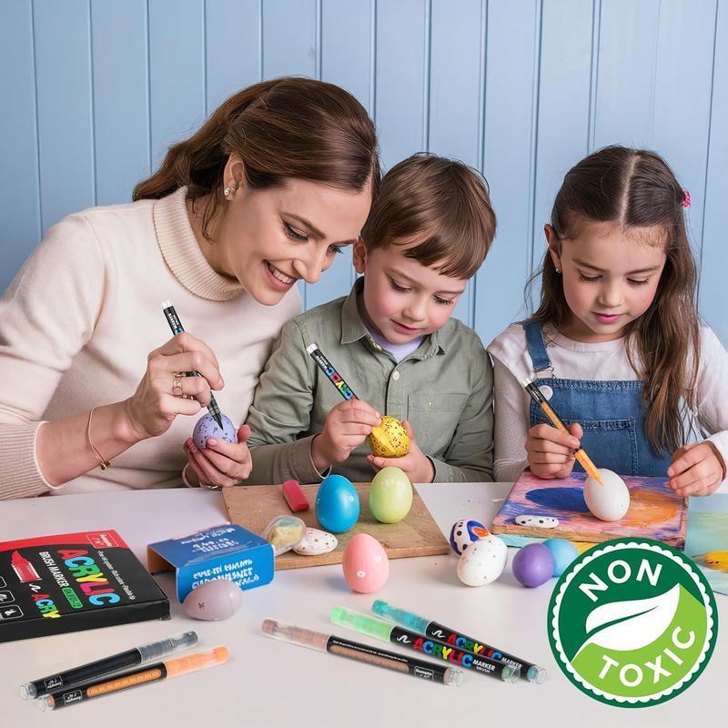 36Colors Brush Tip Acrylic Paint Pens, Art Automatic Ink Control Acrylic Paint Markers for Rock Painting, Ceramic, Wood, Canvas, Glass, Stone, Fabric, Card Making, DIY & Art Supplies modelpaintingmarkers,Pastel,Storage Box(Not edible)