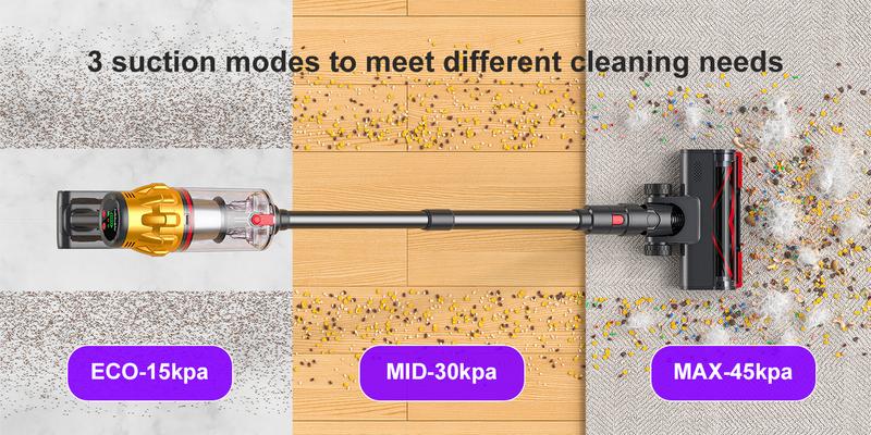 [Home Essential] Cordless Stick Vacuum Cleaner with 55Kpa Suction, Anti - Tangle Brush and Upgraded Green Light, Ideal for Home Cleaning