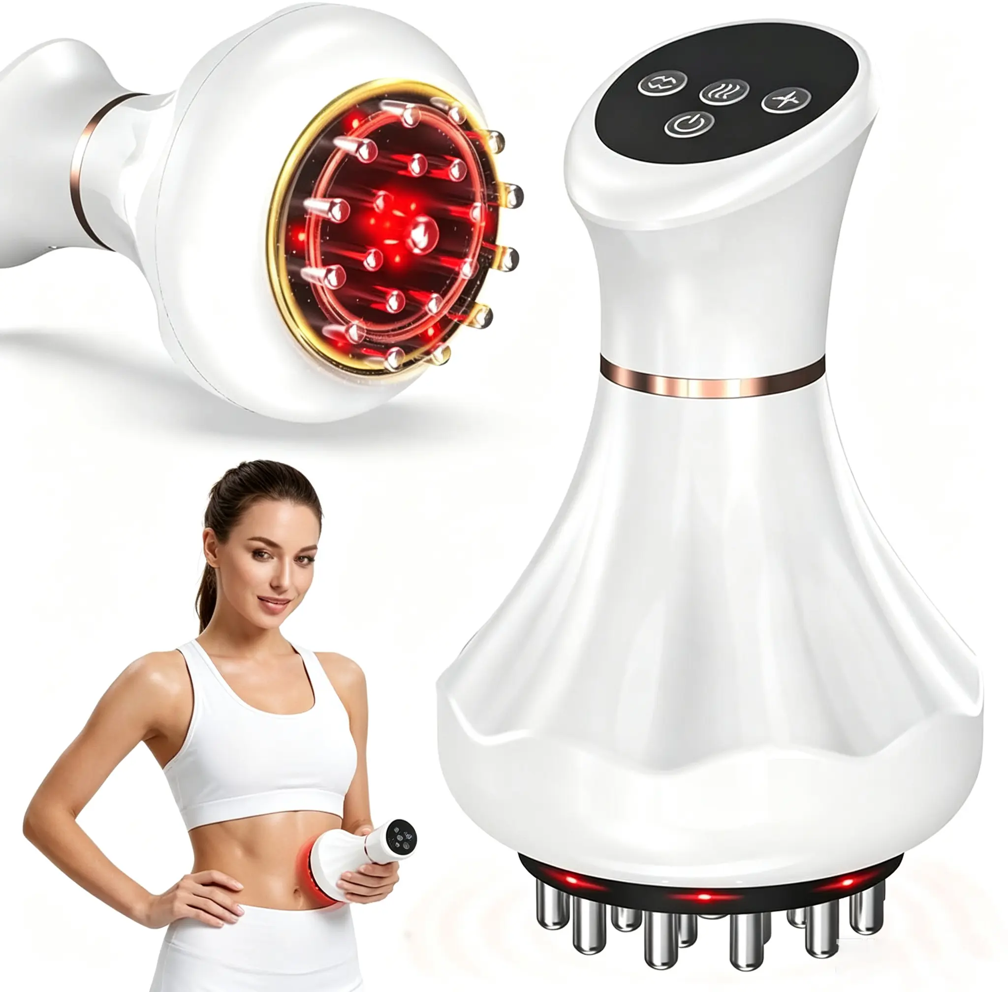Meridian Brush with Heating and Vibration,Wireless Electric Meridian Brush, Red Light Heating Scraping Device, Wireless Design, Heating Function, applicable to Legs, Shoulder, with Massage Oil | Great Gift for Parents