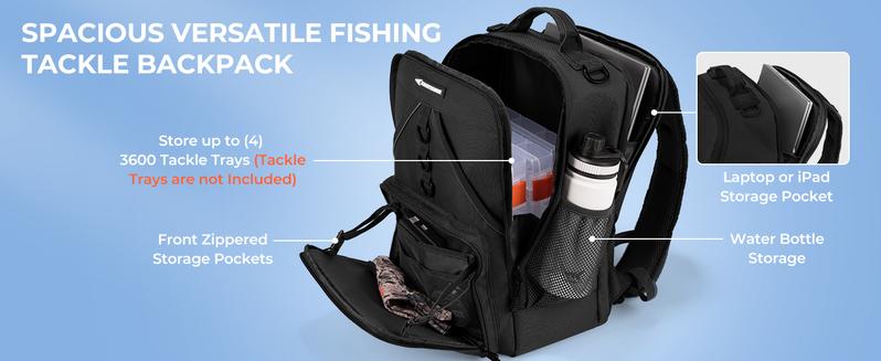 KastKing Karryall Fishing Tackle Backpack with Rod Holders 4 Tackle Boxes,40L Fishing Bag Storage Fishing Gear and Equipment, Multi-Functional Storage ,Waterproof & Durable Fishing Bag Ideal for Camping & Outdoor Activities Hunting