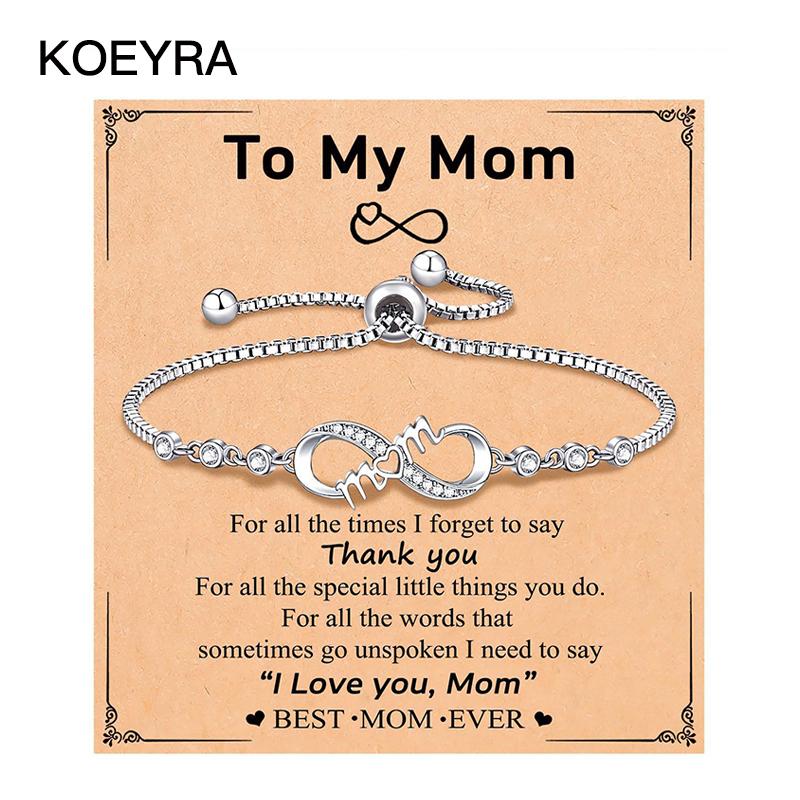 KOEYRA Infinity Love Heart Bracelets for Women Girls Birthday Christmas Valentine's Day Jewelry Gifts for Mom Daughter with Inspirational Message Card
