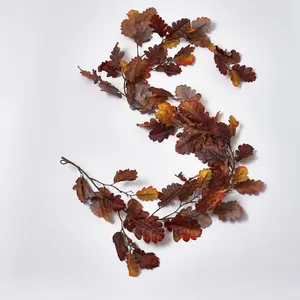 Rustic Brown Oak Leaf & Autumn Acorn Fall Table Runner Mantle Garland