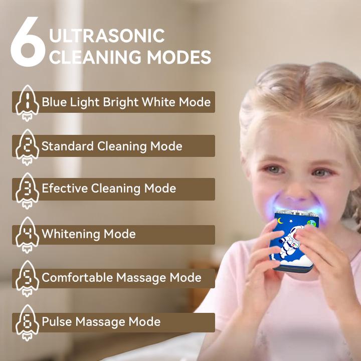 Children's U-shaped electric toothbrush | Children's automatic charging toothbrush | 360 ° U-shaped silicone brush head | Suitable for gentle cleaning of children aged 2-7 | Astronaut design
