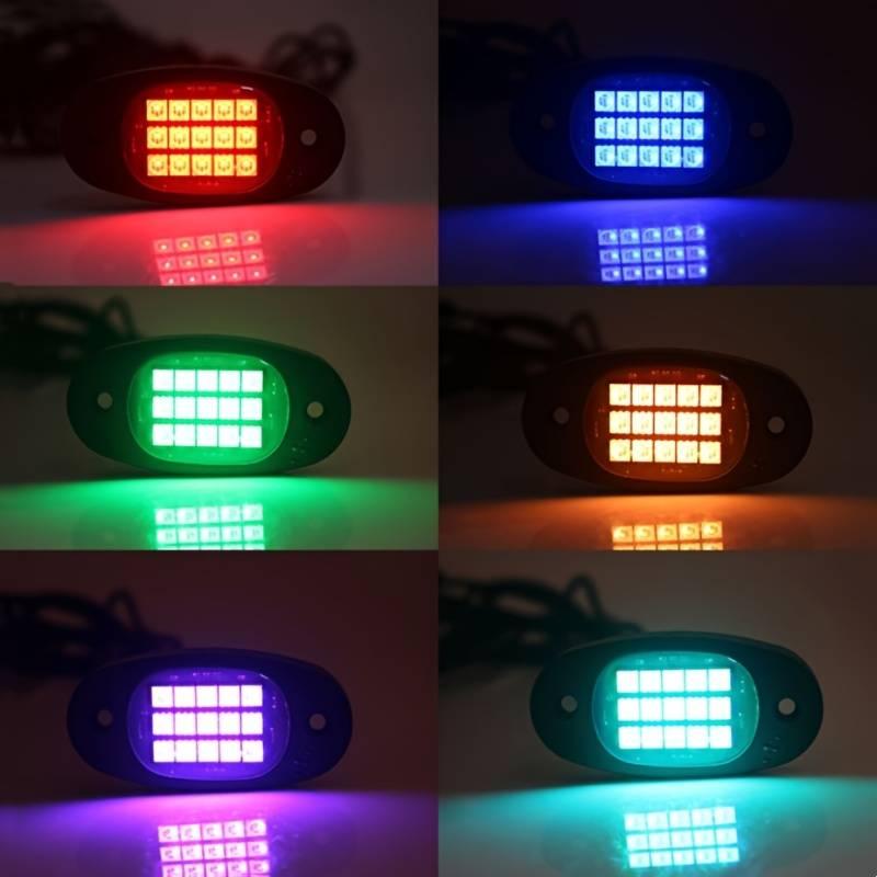 Multicolor RGB Rock Lights, 4 Pods Multicolor RGB LED Rock Lights Kit, APP Control, Flashing Music Mode Wheel Well Light, For Pickup Truck ATV UTV RZR SUV