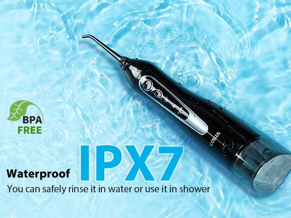 COSLUS  CX20 2-Pack Cordless Water Flosser, 10 Nozzles, IPX7 Waterproof Oral Irrigator for Home and Travel | Perfect for Braces, Orthodontics & Dental Care/Fights Plaque&Tartar，Convenient oral teeth cleaner Toothcare Rechargeable Portable