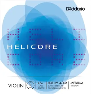 D'Addario Helicore Violin Single Aluminum Wound E String, 4/4 Scale, Medium Tension