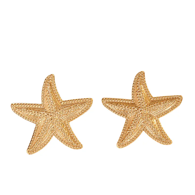 Starfish Earrings for Women Gold Seashell Stud Earrings Chunky Starfish Shell Jewelry Summer Beach Jewelry