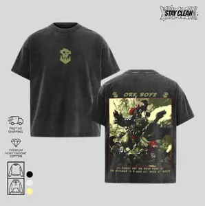 Warhammer 40K Ork Boyz Washed Graphic Tee, Vintage Design Tshirt gifts men shirt Cotton Fabric Soft Top Menswear streetwear