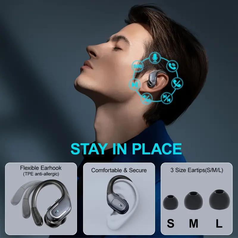 NEW M75-Wireless Earbuds Bluetooth Headphones Playback Ear Buds Power Display with Noise Canceling Mic Headsets for Sports Workout Running Black Audio Electronic