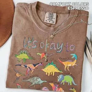 Comfort Colors It’s Ok To Be Different Autism Dinosaur Shirt Autism Awareness Shirt Autism Mom Shirt Special Education Teacher Tee Neurodiversity Shirt