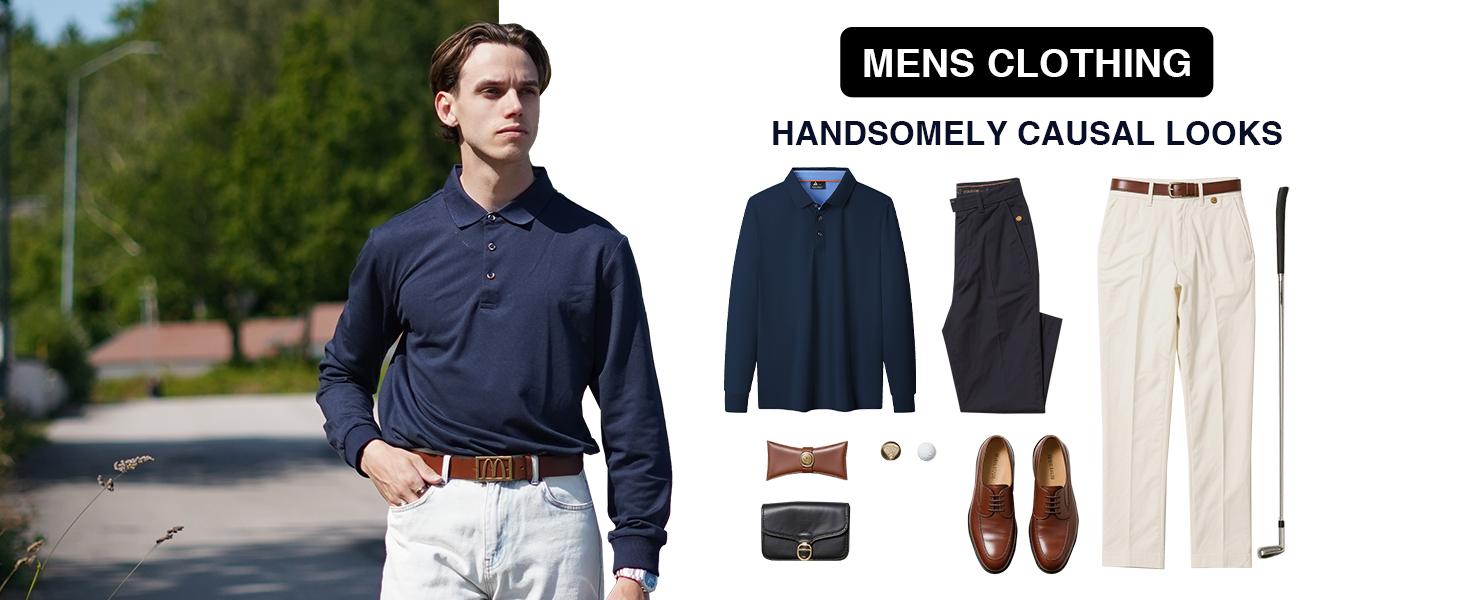 ZITY Long Sleeve Polo Shirts for Men 3 Pack Collared Performance Golf Polos Mens Casual Shirts Moisture Wicking Workwear