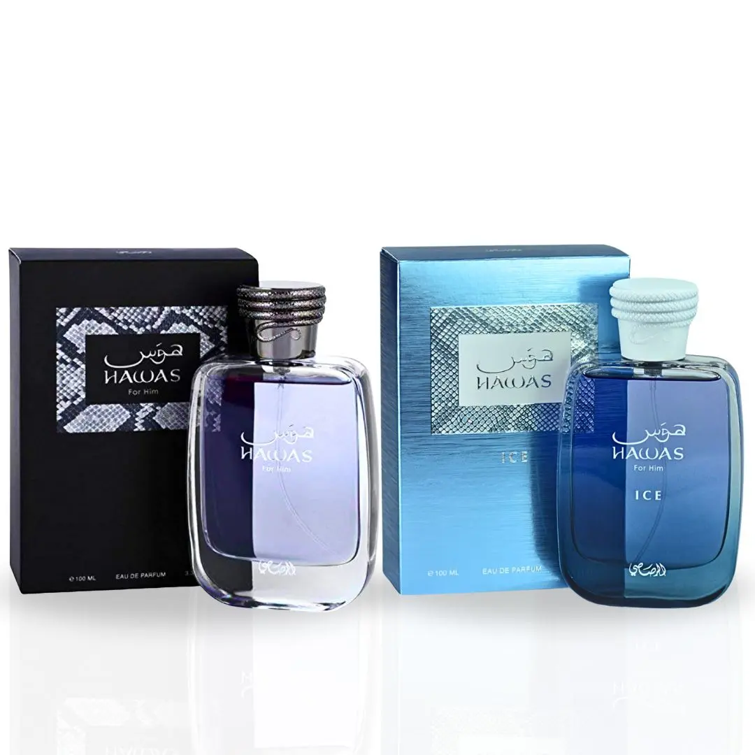 Rasasi Hawas + Rasasi Hawas Ice 100ml (3.4 OZ) by Rasasi | Long Lasting, Refreshing, Aquatic, Luxurious Masculine Scents (Value Pack) - Fragrance Value Gift Bundle Men's Hawas niche  fragrances, Captivating Fragrance, Elegant Fragrance