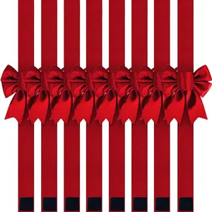 8 Pcs Christmas Cabinet Ribbons Bows Decorations Red Home Decor Party Supplies Set