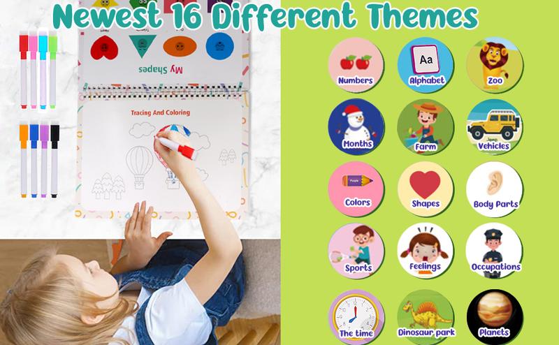 Busy Book - Preschool Learning Activity for Toddlers - Montessori Dinosaur Alphabet Art and Crafts - Travel Essentials Toy -  Educational Material