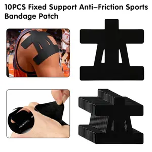 10pcs Precut Kinesiology Tape for Shoulder, Waterproof Elastic Athletic Tape for Shoulder Support & Stability, Breathable, Hypoallergenic, Shoulder Pain Relief Tape, Black