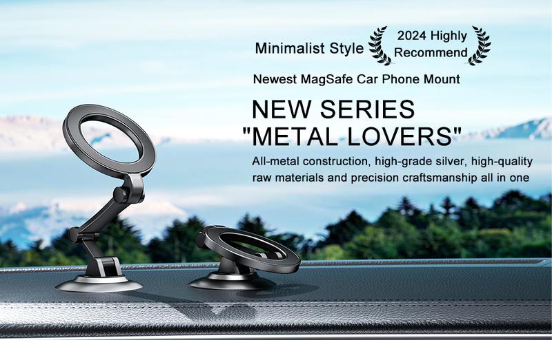 Magnetic Car Phone Mount, Magnetic Ring for All for iPhone / Android Modle, 360° Rotatable Cellphone Holder Stand for Car, Truck, SUV Smartphone