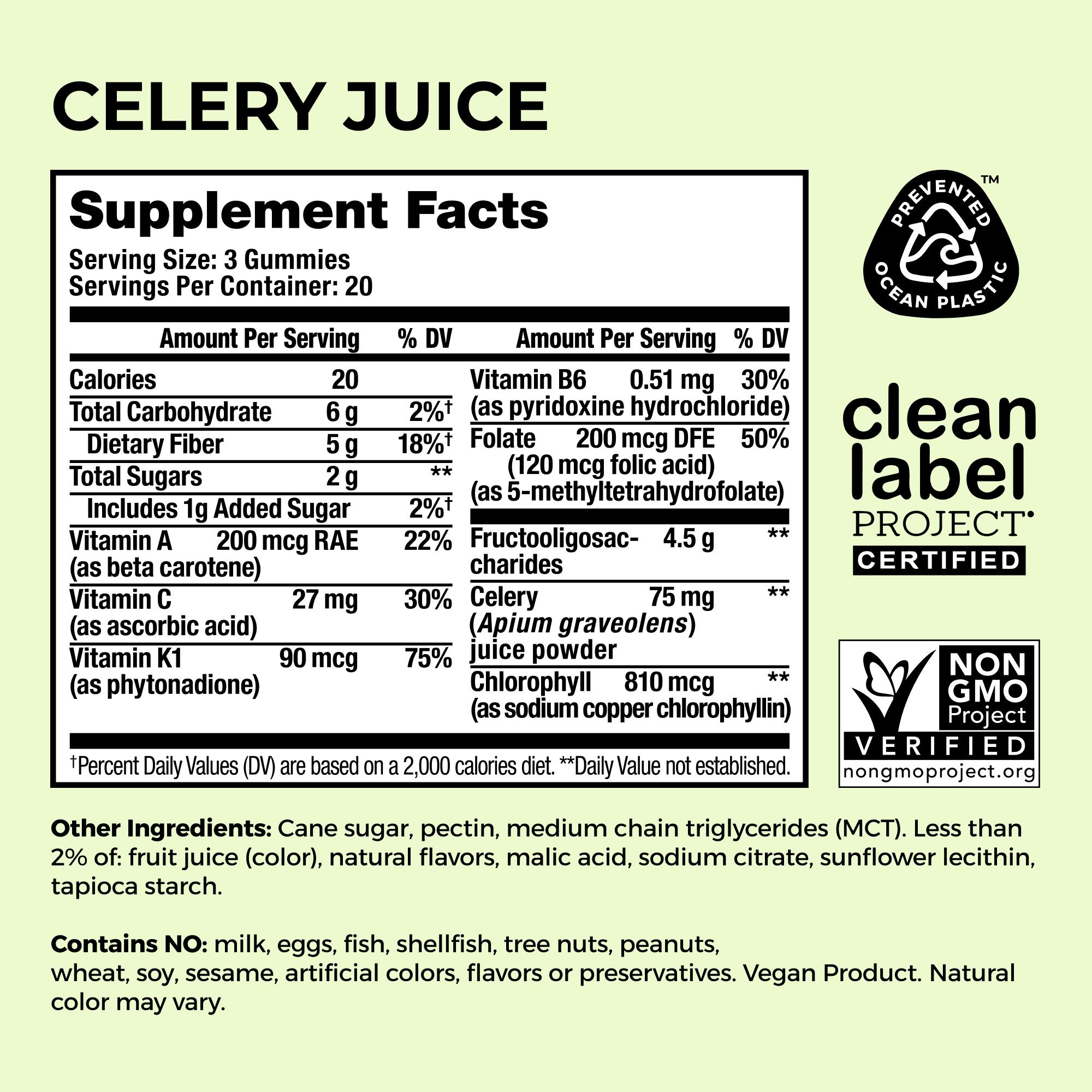 HUM Celery Juice Fiber Gummies for Detox & Gut Health - 60 Vegan Gummies with Chlorophyll & Prebiotic Fiber - Non-GMO, Soy-Free, Gluten-Free - Daily Green Boost