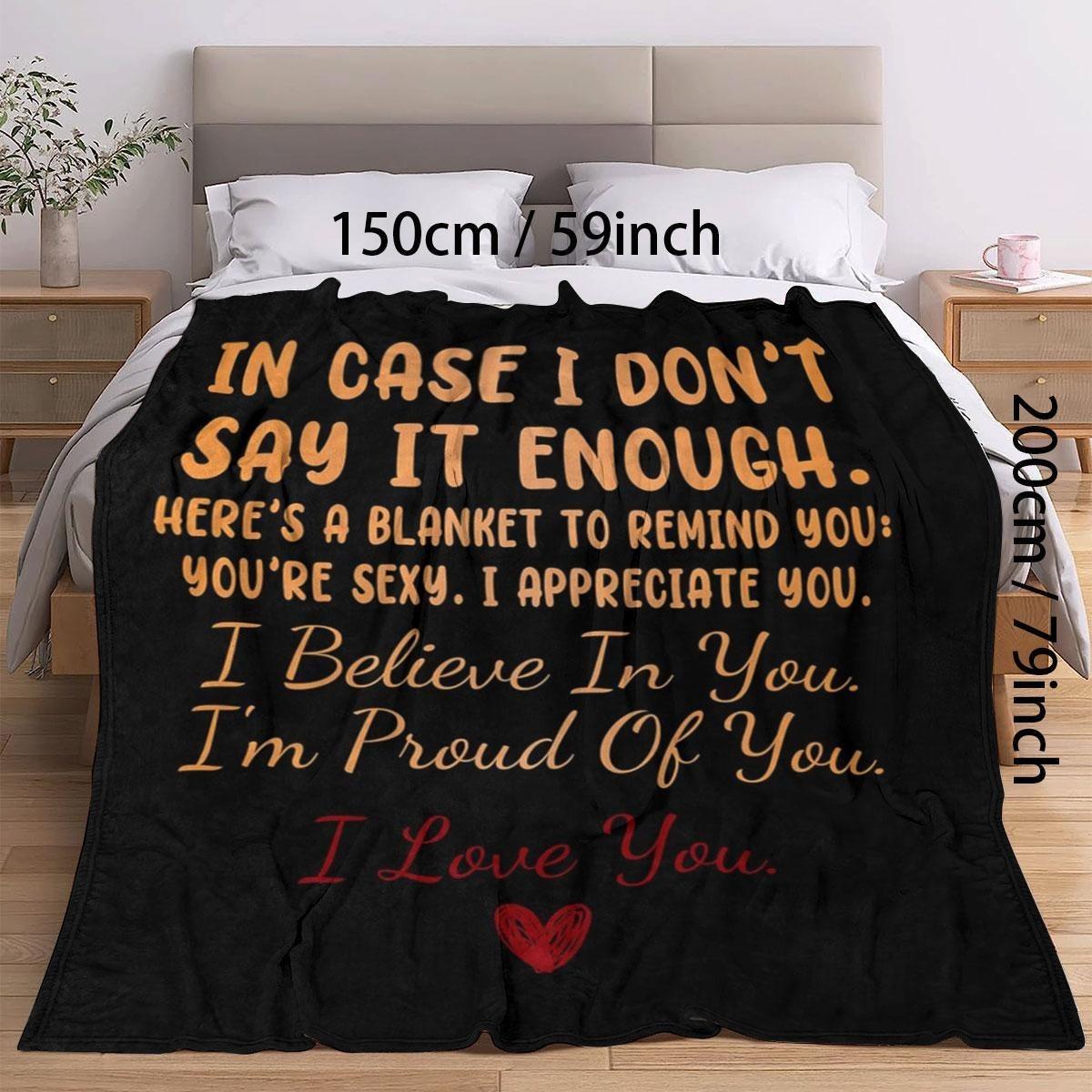 Letter Pattern Flannel Blanket, 1/2 Counts Soft Throw Blanket, Air-conditioned Room Blanket, Warm Nap Blanket for Home & Office, Gift for Lover