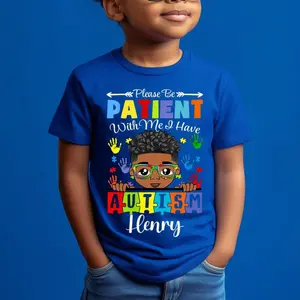 Personalized Please Be Patient I Have Autism Kid Shirt, Autistic Boys Girl Shirt, Autism Children's Gift, Autistic Daughter Son Shirt